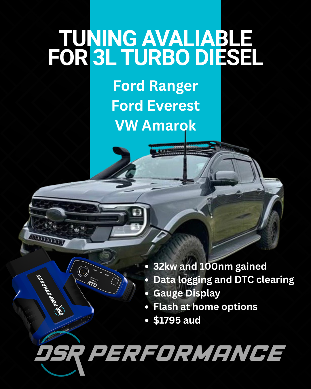 Tuning Mod V3 Rdonk 3.0 Diesel Remote Tuning Bundle with HP Tuner RTD 4 device. Ranger, Ev ...